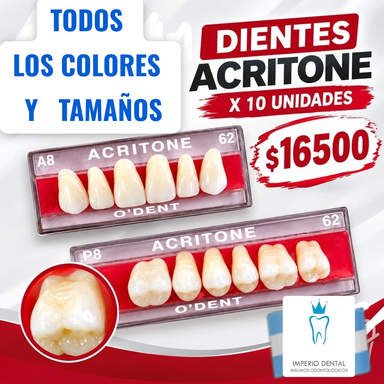 OFERTA TABLETAS DIENTES ACRILICO ACRITONE X10